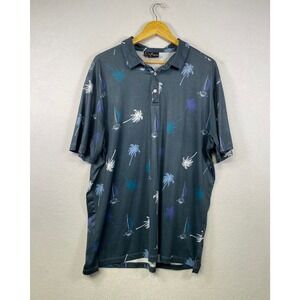 YATTA GOLF Mens XL Polo Shirt Short Sleeve Palm Tree Sailboat Print